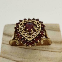 2Ct Heart Cut Red Garnet Diamond Vintage Engagement Ring 14K Yellow Gold Finish - £125.57 GBP