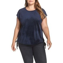 NWT Womens Plus Size 2X Nordstrom Vince Camuto Blue Side Tie Soft Velour Top - £22.06 GBP