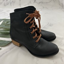 Chaco Womens Cataluna Lace Up Boots Size 10 Black Leather Block Heel - $59.39