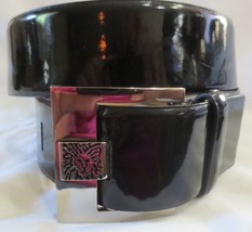 Vintage Anne Klein Patent Leather Belt with Silver Buckle SZ L - £9.43 GBP