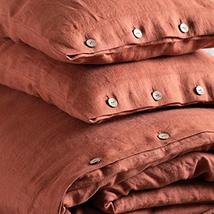 Rust Orange Color Cotton Duvet Cover Quilt Cover with Buttons Boho Bedding Set R - £54.97 GBP