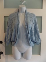 Matilda Jane Baby Blue Drop-Stitch Cotton Knit Kimono Sleeve Shrug Sweater M Euc - £21.82 GBP
