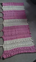 Pink and White Crochet Bed Blanket Afghan Warm Comfy Decorative Fringe Handmade - £39.95 GBP