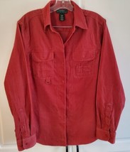  Lauren Ralph Lauren Corduroy Shacket Women&#39;s Shirt Size Large Burgundy  - £23.22 GBP