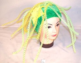 Green &amp; Yellow Noodle Hat Crazy Party Hats Costume Caps - £5.30 GBP