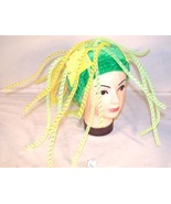 GREEN &amp; YELLOW NOODLE HAT crazy party hats costume caps - £5.29 GBP