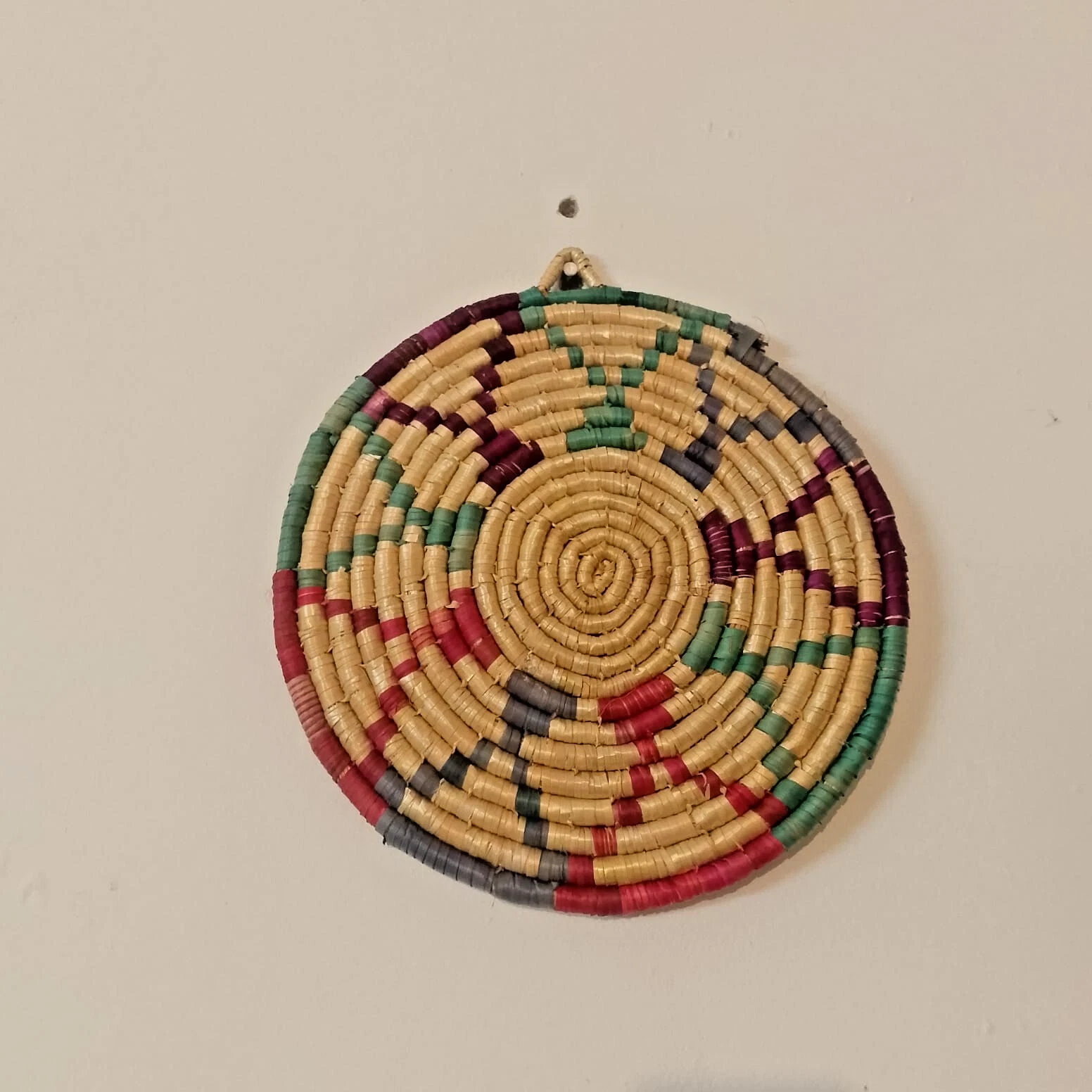 Antique Handmade Palestinian Straw Plate - Palm Leaf Decor & Table Mat - $35.00