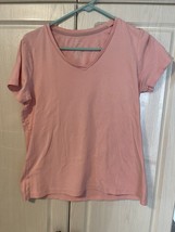 St Johns Bay Womens Top Large Pink V Neck Tee Shirt T-Shirt 100% Cotton ... - £4.79 GBP
