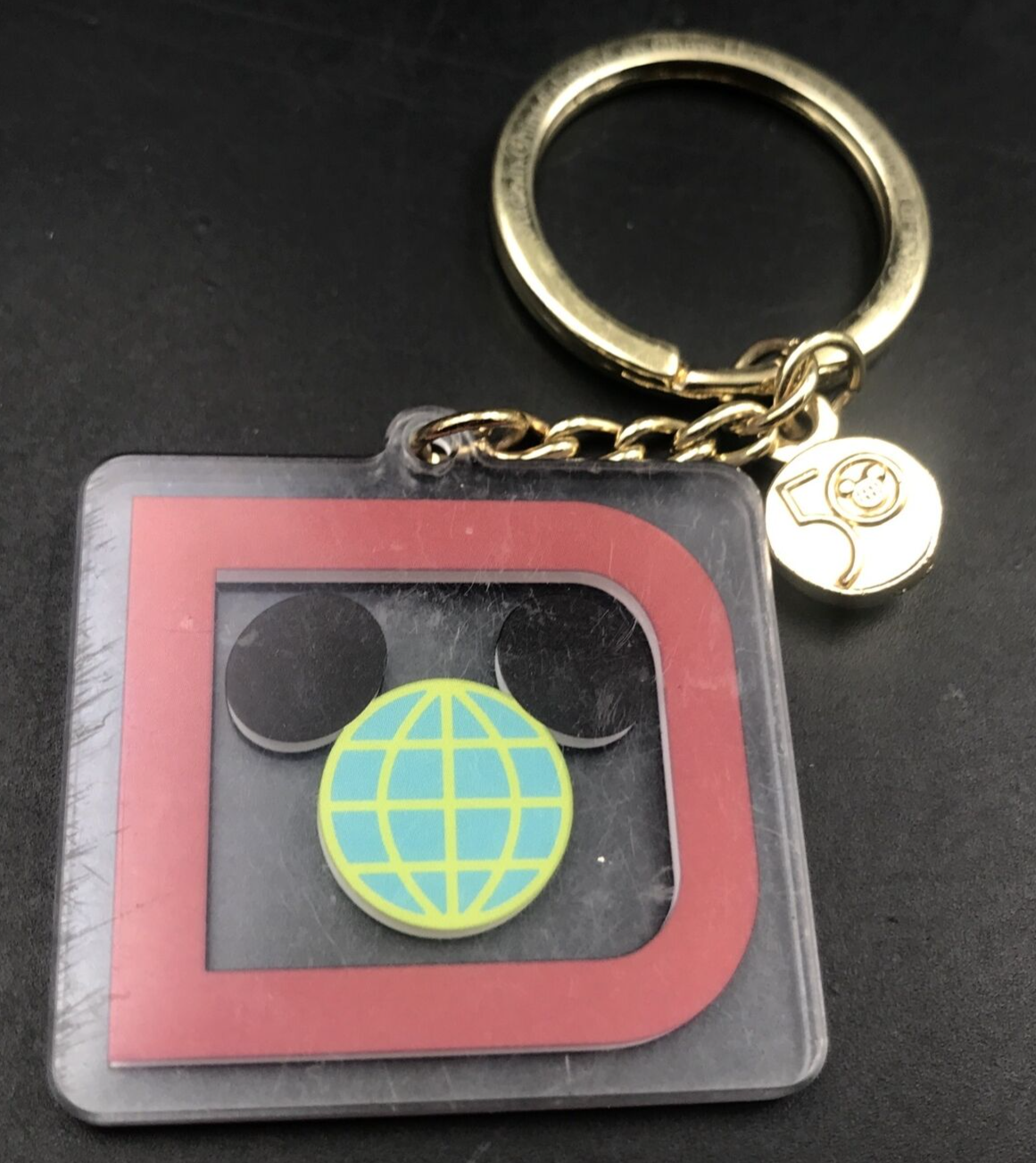 Walt Disney World Vault Collection 50th Anniversary D Logo Acrylic Keychain - $9.49