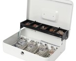 Locking Large Metal Cash Box With Money Tray, Money Box With Key Lock, W... - £34.47 GBP