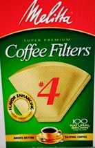 NIB Melitta Super Premium 624602 Cone Coffee Filters #4 - 100 ct Natural Brown - $10.30