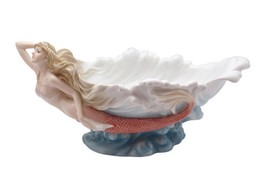 Mermaid Fine Porcelain Sea Wave Coupe Dish Bowl Fantasy Collectible - $96.89