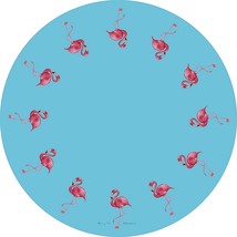 Betsy Drake Pink Flamingo 58 Inch Round Table Cloth - £55.56 GBP