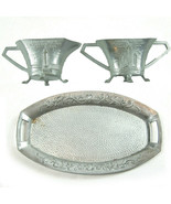 1933-34 Chicago Worlds Fair Creamer Sugar Tray Set Hall Science Federal ... - £55.05 GBP