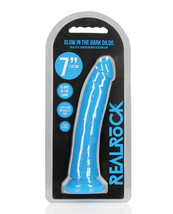 Shots Realrock 7&quot; Slim Dildo Glow In The Dark - Neon Blue - £23.16 GBP