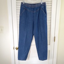Lady Blair Pull On Denim Jeans Size 16 Blue Elastic Waist Pockets Inseam 27.5&quot; - £11.95 GBP