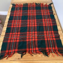 Connemara Rug 100% Pure Wool Fringe Throw blanket size 34x44 Red green AD - $29.69