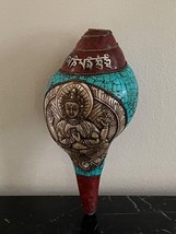 Antique Carved Buddha Shankha Ceremonial Conch Shell Trumpet - $799.00