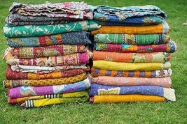 Wholesale Lot Of Indian Vintage Kantha Quilt Handmade Throw Reversible B... - $632.92 MXN