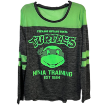 TMNT Ninja Training Mens Graphic T-Shirt Green Black Color Block Long Sleeve XL - £20.49 GBP