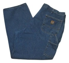 Carhartt Carpenter Jeans Blue Denim Mens Size 44X31 Zipper Fly Durable w Pockets - £10.07 GBP