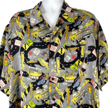 Nicole Miller Vtg NYC Taxi City Cab Streets Silk Button Shirt size XL 52... - £57.89 GBP