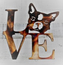 Love Boston Terrier Metal Wall Art Decor 10&quot; x 11&quot; Copper/Bronze - £18.20 GBP