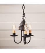 3 Arm Bellview Wood Country Chandelier in Americana Black Candelabra Lig... - £213.54 GBP