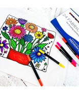Color Your Own Tote Bag Flower Design Tote Bag and Fabric Marking Pens I... - $922.95 MXN