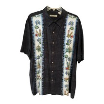 Batik Bay Men&#39;s XL Hawaiian Shirt – Black Rayon with Surfboards &amp; Palms ... - $27.00