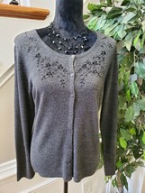 Carolyn Taylor Women&#39;s Charcoal100% Acrylic Long Sleeve Knit Sweater Size Medium - £18.96 GBP