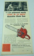 1956 Print Ad Homelite Chain Saws Farmer Cuts Pulpwood Port Chester,NY - $11.31