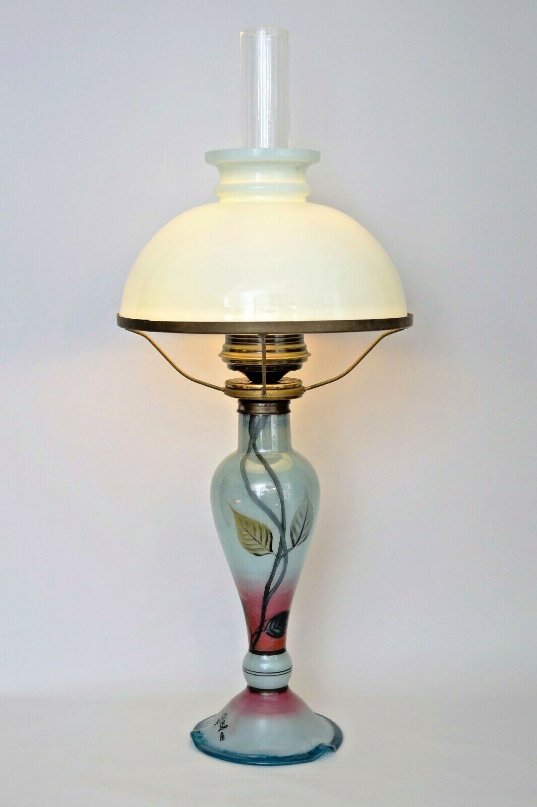 Art Nouveau Lamp Oil Lamp Glass Hand-Painted Unique Signed Eisch Item image 2