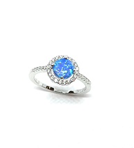 Adirfine 925 Sterling Silver Opal Cz Halo Ring - £37.90 GBP