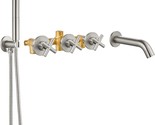 Heyalan Wall Mount Bathtub Faucet With Handheld Spray High Flow Bathroom... - £133.07 GBP