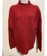 Women&#39;s American Eagle Mock Neck Chunky Knit Cherry Red Oversized Sweate... - $7.43