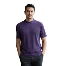 Mens Dressy T-Shirt Log-In Uomo Soft Crew Neck Corded Short Sleeves 218 Purple image 2