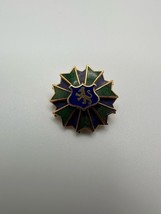 Vintage Gold Blue And Green Enamel Lion Pin 2.2cm - $15.15