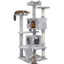 BOUSSAC 54.5&quot; Double Condo Cat Tree with Scratching Post Tower, Solid and Stable - £142.65 GBP+