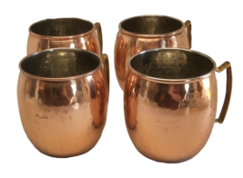 Hammered Moscow Mule Cups Set of 4 Beverage Mugs 16 Fluid Ounces Gently Used - £20.07 GBP