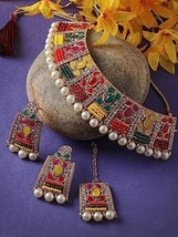 Unique Kundan Jewelry Rani Pink Stone Studded Pearls Choker Necklace Set Women - £17.78 GBP