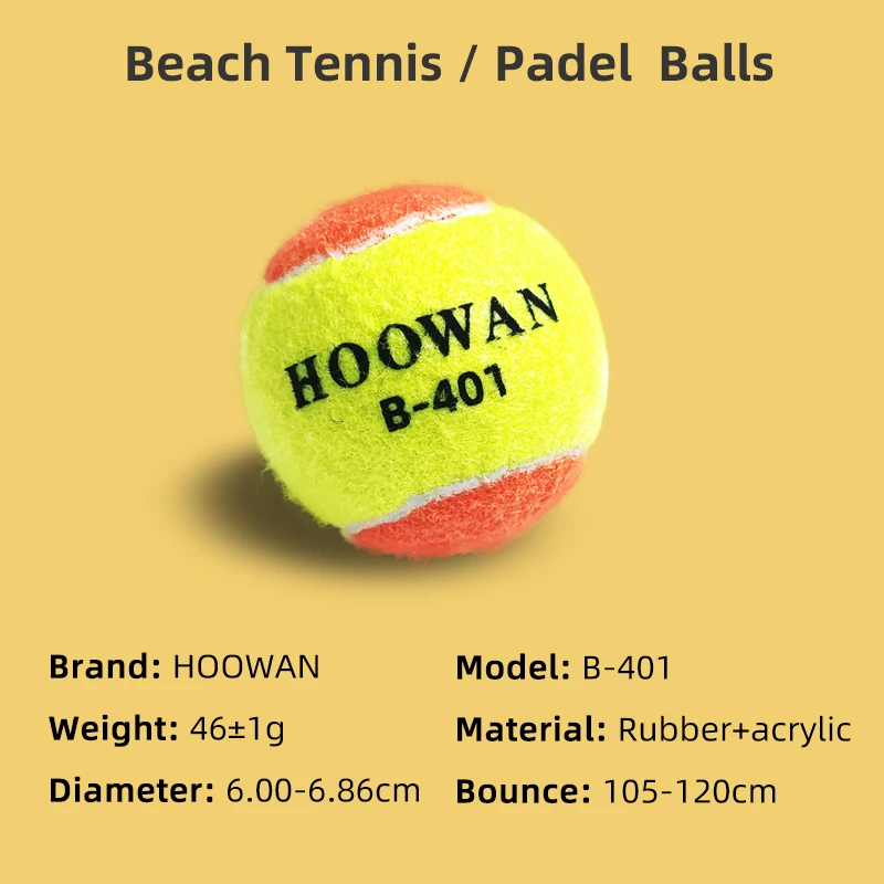 Sporting HOOWAN Beach Tennis Ball 1 Unit B-401 Training Ball 50% Pressure Padel  - £23.95 GBP