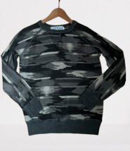 Vintage CARDIGAN Pullover Knitted Merino Wool Camo Sweater Black White -... - $19.79