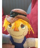 Vtg Soft Things Inc Toy  Scarecrow, 10&quot; Halloween Fabric, Yarn Hair - £2.37 GBP