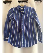 J.CREW Size XXS Long-sleeve button-up Dress shirt in stripes BLUe/WHITE - $13.18