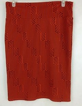 LuLaRoe Cassie Pencil Skirt Brown &amp; Orange With Squares Stripes Design S... - £8.49 GBP