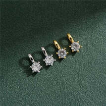 S925 Sterling Silver Diamond Embedded Six Claw Zircon Pendant Single Pea... - €8,53 EUR