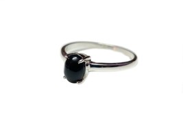 Silver Black Onyx Ring Black Oynx Minimalist Band 925 Silver Black Onyx Ring - £25.37 GBP