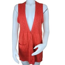 Eileen Fisher Linen Blend Vest Womens L Orange Long Line Button Cardigan... - £22.26 GBP