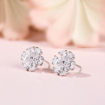 4.50 CT Pear Cut CZ Moissanite Flower Stud Earring 14K White Gold Plated - £109.17 GBP